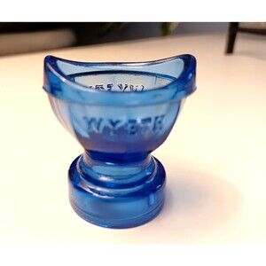 Vintage Wyeth Eye Wash Cup Bottle Top Cobalt Blue Glass